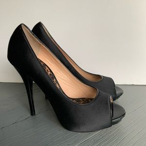 Betsey Johnson Peep toe black heels 7 1/2